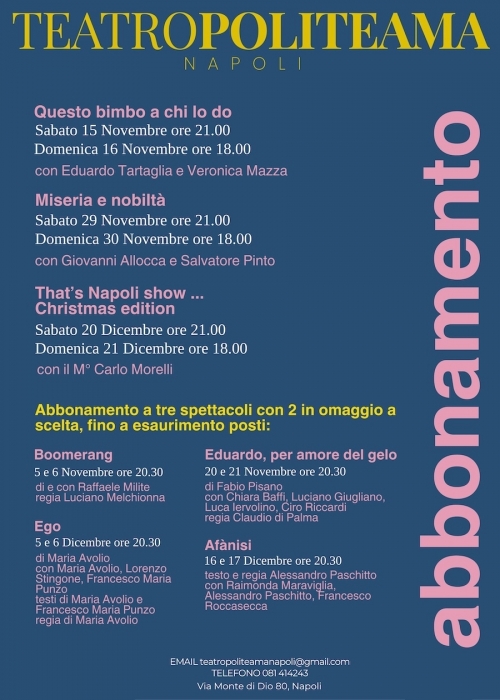 ABBONAMENTO POLITEAMA - POLITEAMA Napoli